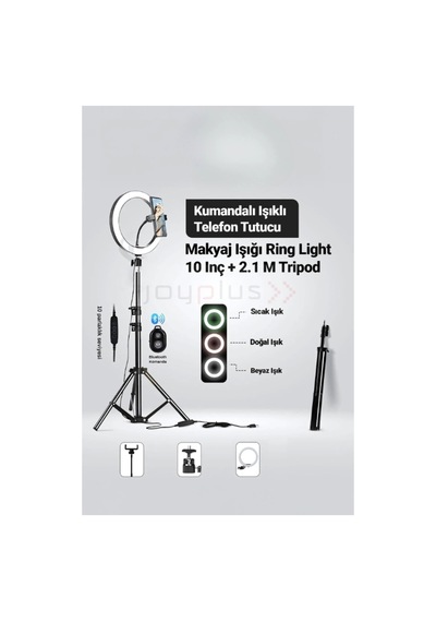 10"inç Ring Light Youtuber Tiktok Çekim Işıklı Telefon Tutucu Influencer Makyaj Işığı 2.10 M Beyaz