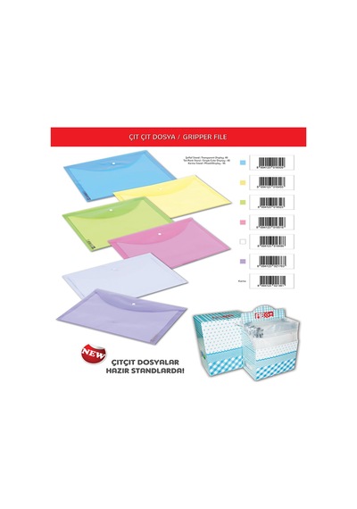 Abka Çıtçıtlı Dosya Şeffaf 1 Paket 12 Adet Diğer