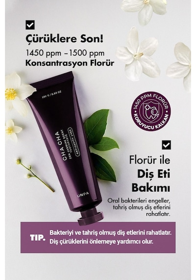 Unpa Florür İçeren Yasemin Çiçeği Vegan Kore Diş Macunu UNPA Cha Cha Zen Jasmine Toothpaste