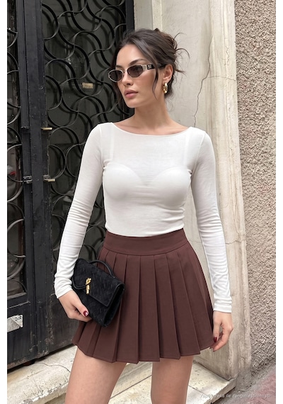 Lela Kayık Yaka Transparan Triko Bluz Kadın Bluz 5866879 Ekru