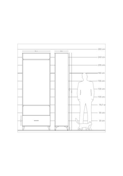 Arges Dolap 2 Raflı Tek Çekmeceli Tek Askılı 88x30x243 Antrasit-antrasit Antrasit