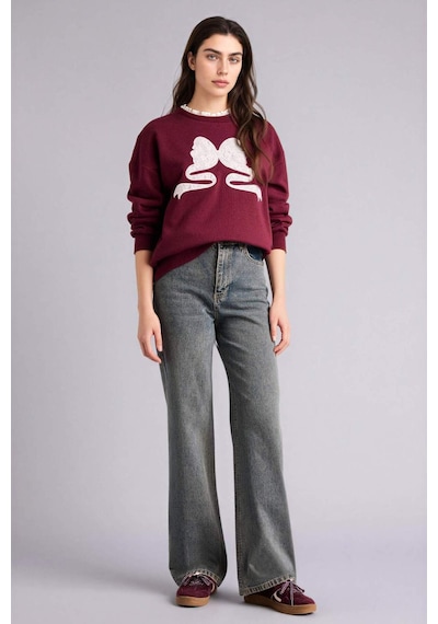 Defacto Oversıze Baskılı Sweatshirt G9608ax26spbr33 Bordo-br33