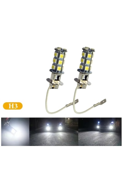 2 Adet H3 Led Far Ve Sis Ampulü Beyaz 12v.
