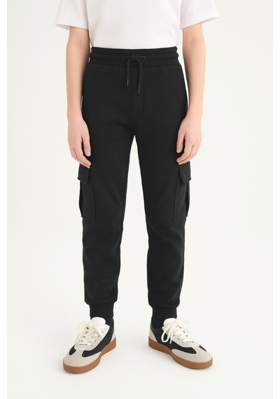 Ahengim Erkek Çocuk Basic Kargo Cepli Jogger Paça Okul Eşofman Altı Ak2322-1 Siyah