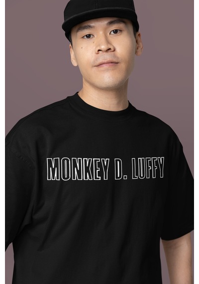 Monkey D. Luffy Sırt Baskılı Unisex Oversize One Piece Anime Kara Siyah