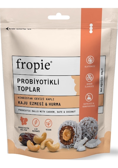 Fropie Probiyotikli Meyve Topları - Hindistan Cevizi Kaplı & Kaju Ezmeli 80 G