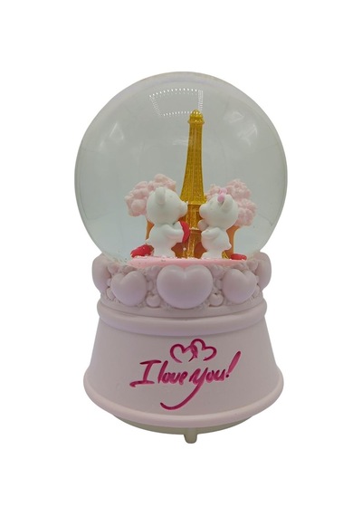 Romantik Paris Love Kar Küresi Müzikli Ve Işıklı 13cm