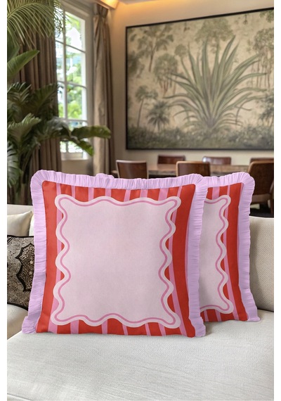 Retro Çizgili Şekerleme Saçaklı Yastık Kılıfı - Dalgalı Pop Art Modern Pembe Püsküllü Kırlent Kılıfı Derin Esinti Nektar Retro Çizgili Şekerleme Saçaklı Yastık Kılıfı - Dalgalı Pop Art Modern Pembe Püsküllü Kırlent Kılıfı Derin Esinti Nektar