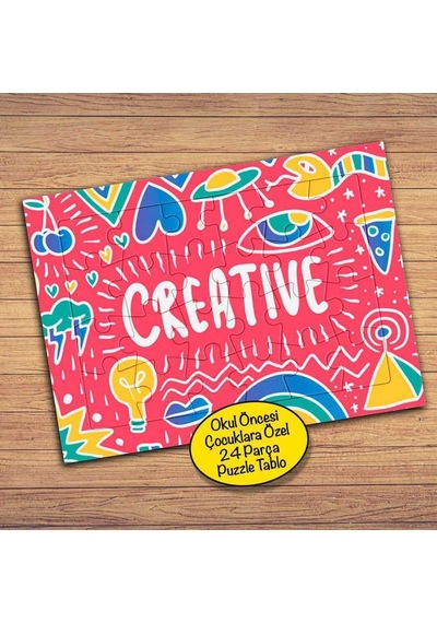 Creatıve Yazılı Renkli Çocuklara Özel Puzzle Yapboz Tablo-35295