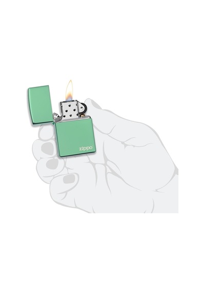 Zippo High Polish Green Logo Dizayn Çakmak Yeşil
