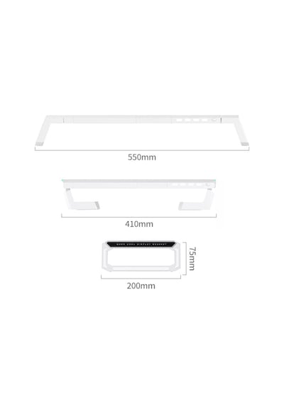 Laptop Sehpası Rgb Işıklı Mönitör Standı Ekran Altlığı 4 Usb Hub Telefon Tutuculu Beyaz