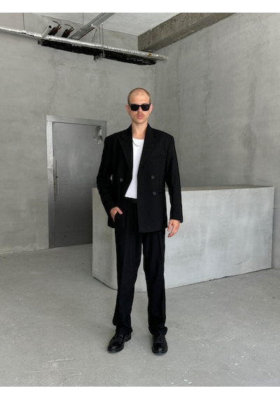 Erkek Oversize Rahat Kalıp Kruvaze Takım Elbise 001