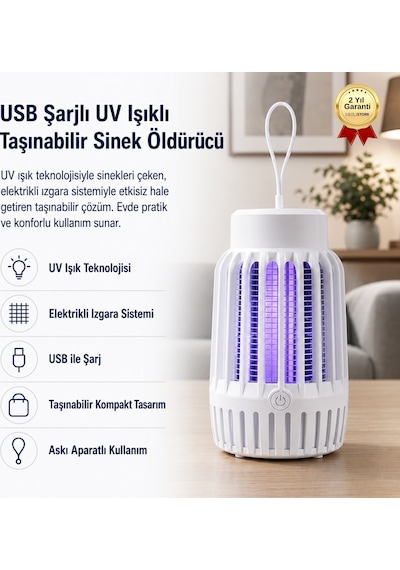 Usb Şarjlı Uv Işıklı Taşınabilir Sinek Öldürücü-1716