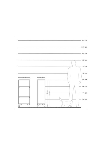 Arges Komodin 2 Raflı 44x30x106 Antrasit-çam Antrasit