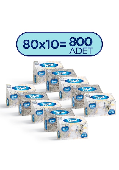 Selpak El ve Yüz Havlusu Kutulu Mermer Desen 10 x 80'li