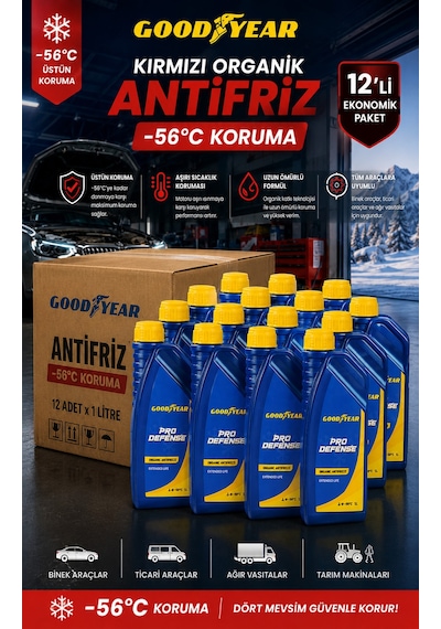 Goodyear Goodyear 12'li Kırmızı Organik Antifriz -56 C 1 Lt 12 X 1 Litre