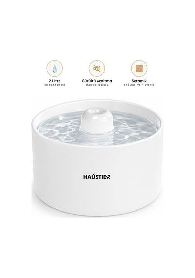 Haustier Wf013 Seramik Otomatik Kedi Su Sebili,kedi Su Pınarı, 2lt Hazne,çok Katmanlı Filtrasyon,ultra Sessiz