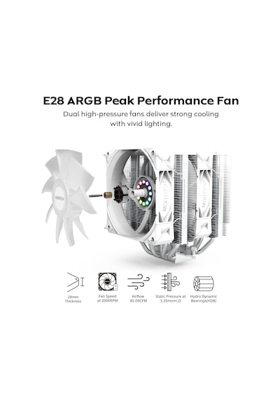 Tr Nx600 Argb 6 Isı Borulu Ve Premium Üst Kapaklı Çift Kule Cpu Hava Soğutucu 28mm E28 Argb Premium Fan Lehimli Diğer