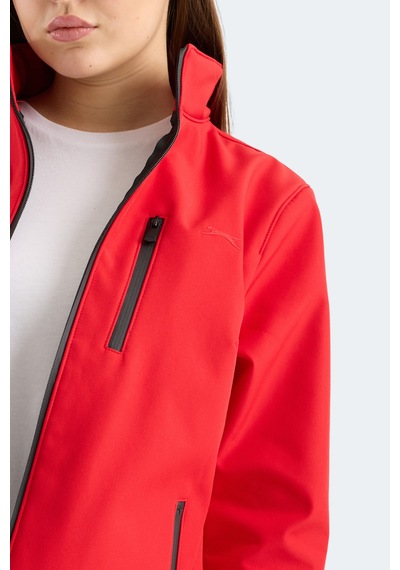 Slazenger Hıp Style Kadın Dik Yaka Fermuarlı Kırmızı Mont & Kaban Kırmızı