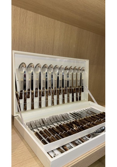 Rivadossi Bamboo Ring Kahverengi 75 Parça Çatal Bıçak Seti