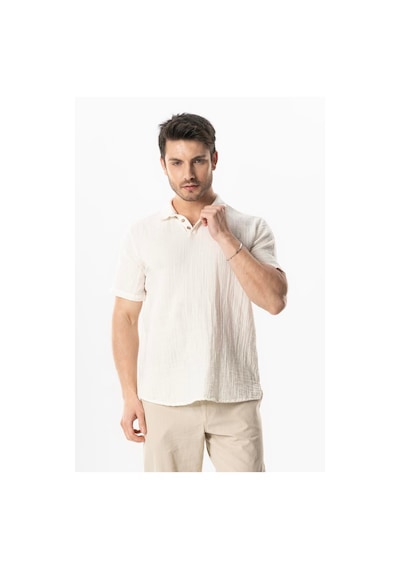 Kısa Kol Polo Yaka Müslin Yazlık Tshirt Kırık Beyaz Krkbyz KIRIK BEYAZ