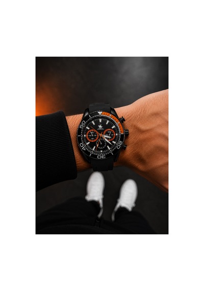 Sportif Silikon Kordonlu Erkek Kol Saati Her Bileğe Uyumludur Siyah-turuncu - 888574869 Siyah