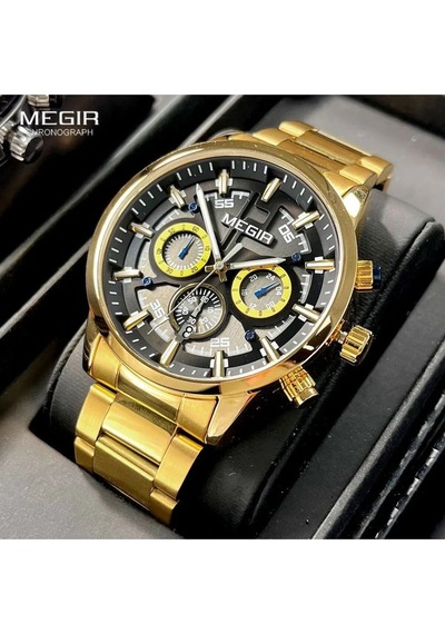 Megır 2220 Tüm Fonksiyonları Aktif Erkek Kol Saati Sarı