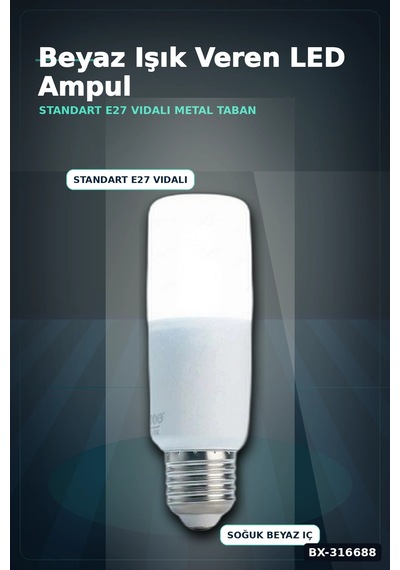 Led Ampul 8w 6500k Beyaz Işık E27 Duy 720 Lümen Tasarruflu Aydınlatma 1 Adet Bx-316688