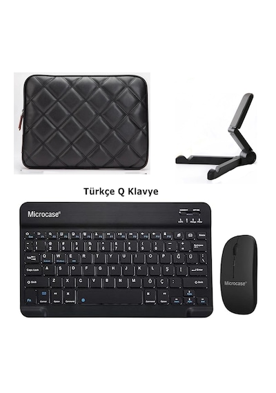 Microcase Apple Uyumlu iPad Air 13 M3 2025 Tablet İçin Çanta+türkçe Bluetooth Klavye+mouse+tablet Standı-al8124 Omuz Çantası