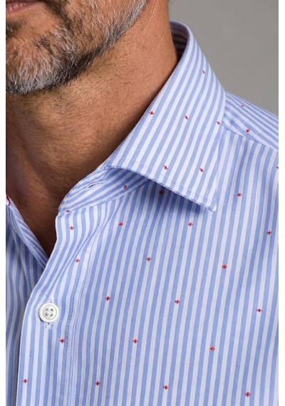 Bisse Mavi Regular Fit Cepsiz İtalyan Yaka Uzun Gömlek Gmczg261077 D35