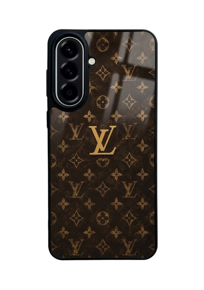 Samsung Uyumlu  A57 Brown Gold Lv Tasarımlı Glossy Telefon Kılıfı Kahverengi