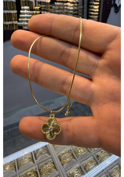 Yonca Kolye Gold Renk 50 Cm Altın
