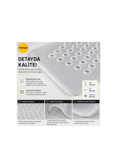 Yanmaz Silikon Delikli Kaymaz Seperatör Pedi 18.5x10.5 Cm 300 Derece Isıya Dayanıklı Çok Amaçlı Mat