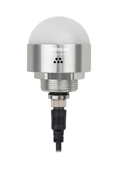 Mesan Ø50 M30 Somun Bağlantılı Led İndikatör M12 Konnektör Rgy Buzzer Gümüş Gövde 24vdc Ms 9602.24vdc