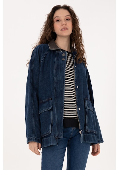 U.S. Polo Assn. Kadın Koyu Mavi Jean Gömlek Ceket 50309434-DN0023