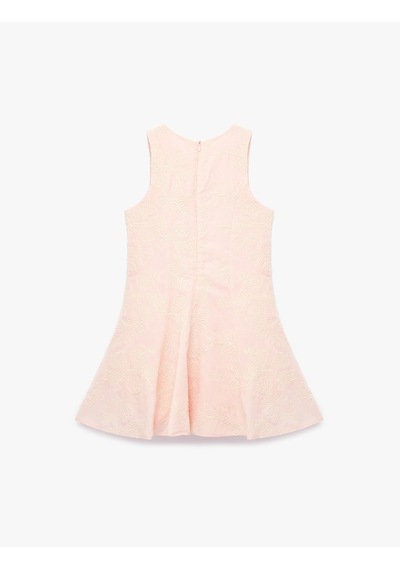 Koton Pamuklu Kolsuz Bisiklet Yaka Brodeli Elbise Pembe 6skg80198aw Gül