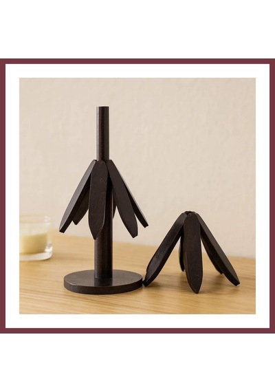Storeşahin Bambu Ahşap Katlanır Nihale 20 Cm - Standlı, Yaprak Desenli 2'li Shn0720