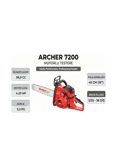 Motorlu Testere Archer 7200 3/25 36 Diş