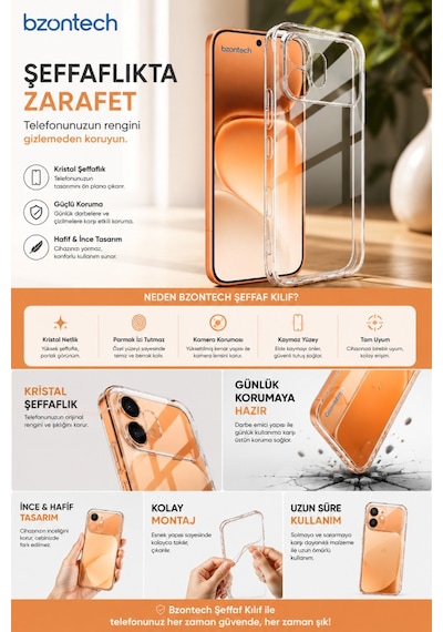 Honor 600 Uyumlu Kılıf Şeffaf Kamera Korumalı 3d