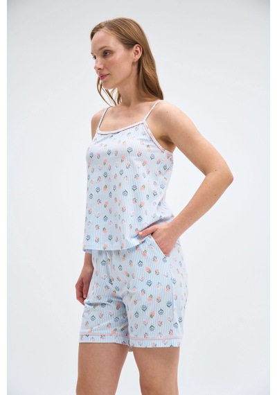Relax Mode Kadın Mavi Şortlu Pijama Takım - 2061r