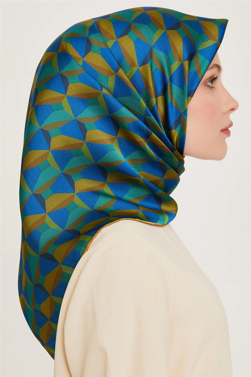 Armine Klasik Desenli Twill Saf İpek Eşarp 9204d 33 Çok Renkli