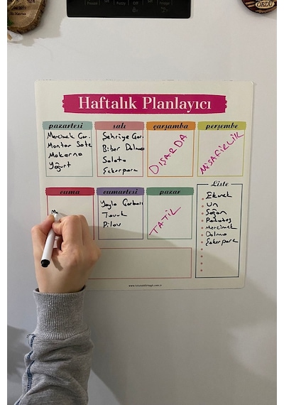 Haftalık Menü Planlayıcı Magnet Mıknatıslı Yazı Tahtası Buzdolabı (538426067)