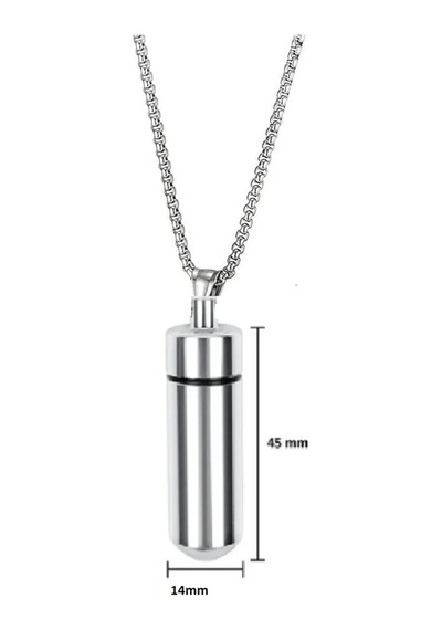 Erkek Kapsül Kolyesi 45mm X 14mm Açılabilir İlaç, Dua, Kül Ve Not Taşıma Kolyesi Çok renkli
