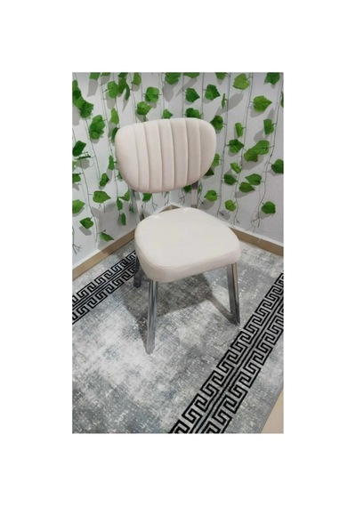 Krom Metal Ayak Elma Mutfak Salon Sandalyesi Kafe Restoran Sandalyesi Metal Sandalye Bej
