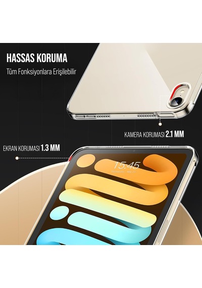 Apple İpad Kılıf Şeffaf Silikon Arka Kapak İpad Mini 6.nesil 8.3 İnch