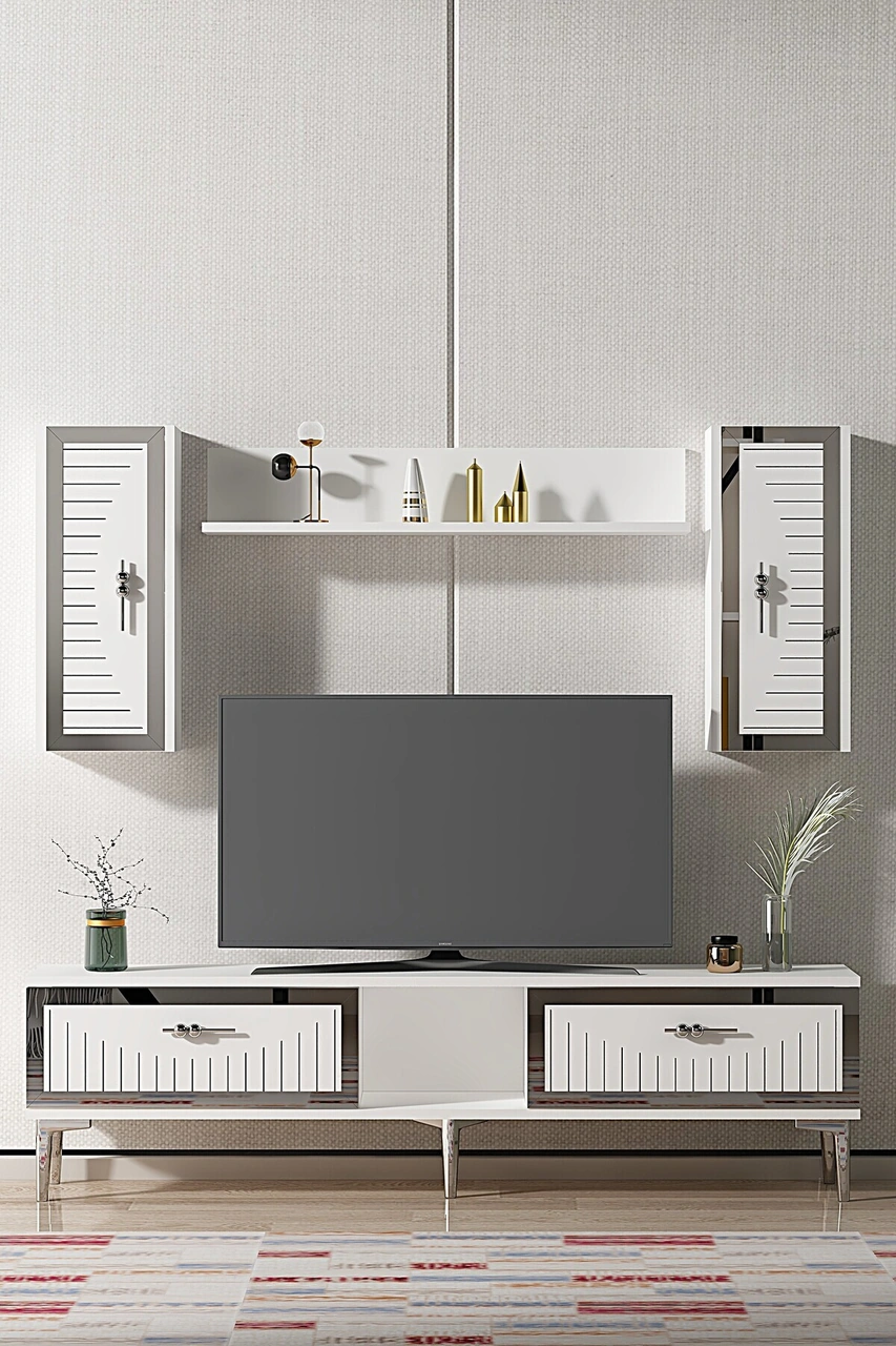 Tvr1501bs - Tuna150 Tv Ünitesi Beyaz Sılver 150cm BEYAZ-GÜMÜŞ