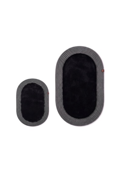Banyo Paspası Takımı 60x100+40x60 Cm Düz Siyah & Antrasit Gri