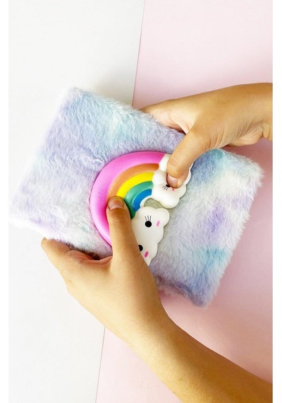 Renkli Gökkuşağı Squishyli Peluş Defter