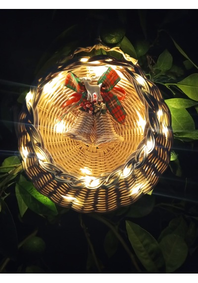 Bambu Led Işıklı Duvar Sepeti Bej