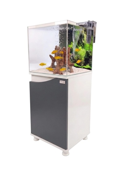 Kanki Pet 40x40x40 Nano Antrasit Sehpalı Akvaryum Seti 6mm Ultra Clear Cam